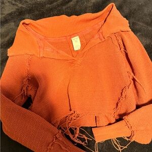 Free People Orange Cropped Sweater